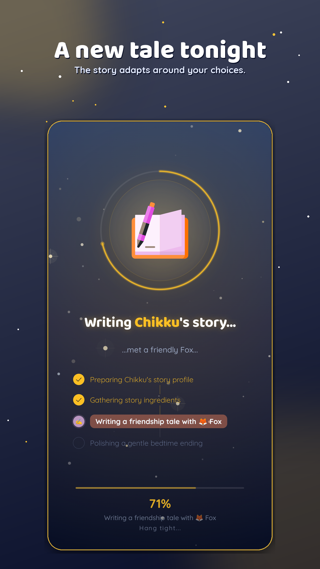 Story generation loading screen